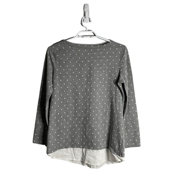 Ann Taylor Loft Petites Women's Gray Polka Dot Top - Picture 6 of 6